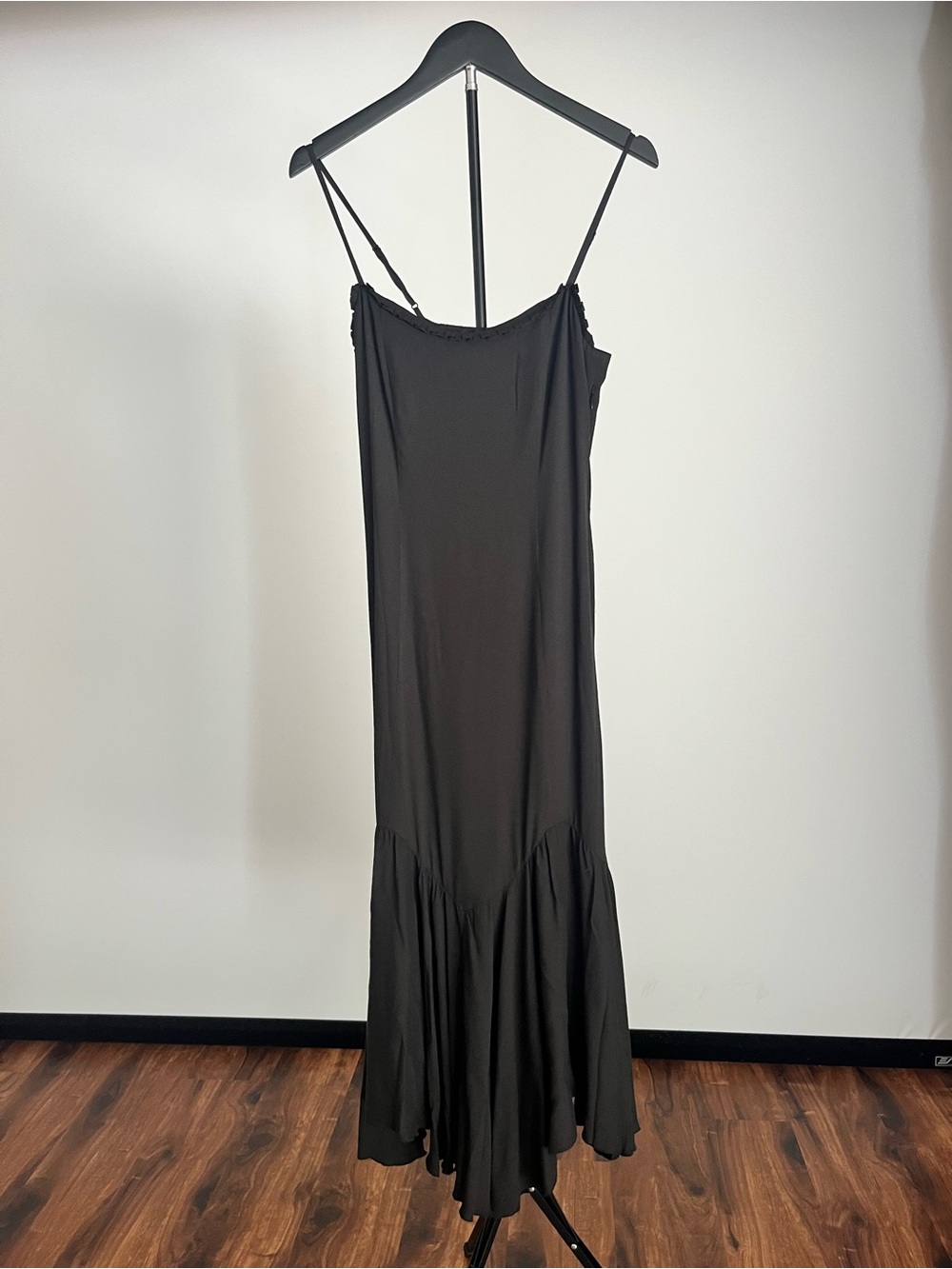 Quince Black Slip Maxi Dress with Flared Hemline (Mermaid Cut)